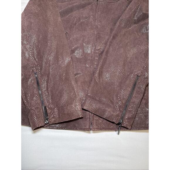 Terry Lewis Leather Jacket Womens 1X Brown Shiny Animal Print Classic Luxuries - Picture 9 of 13